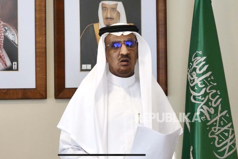 Duta Besar Arab Saudi untuk Indonesia, Faisal Abdullah Al Amudi menyampaikan pernyataan pers terkait upaya Arab Saudi terhadap Gaza Palestina, pada Kamis (21/12/2023) di Jakarta. 
