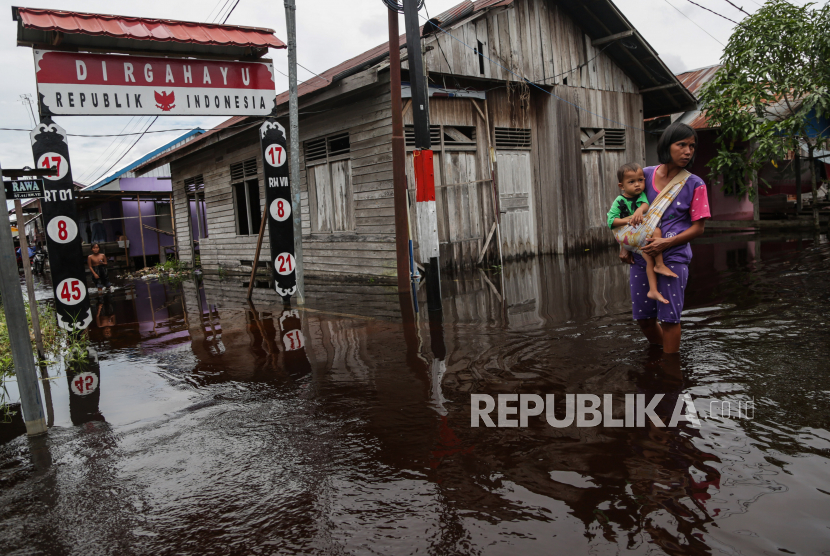 Banjir di Palangka Raya (ilustrasi). Masyarakat yang tinggal di kawasan rawan banjir diminta mewaspadai kenaikan debit air sungai pada sejumlah titik. 