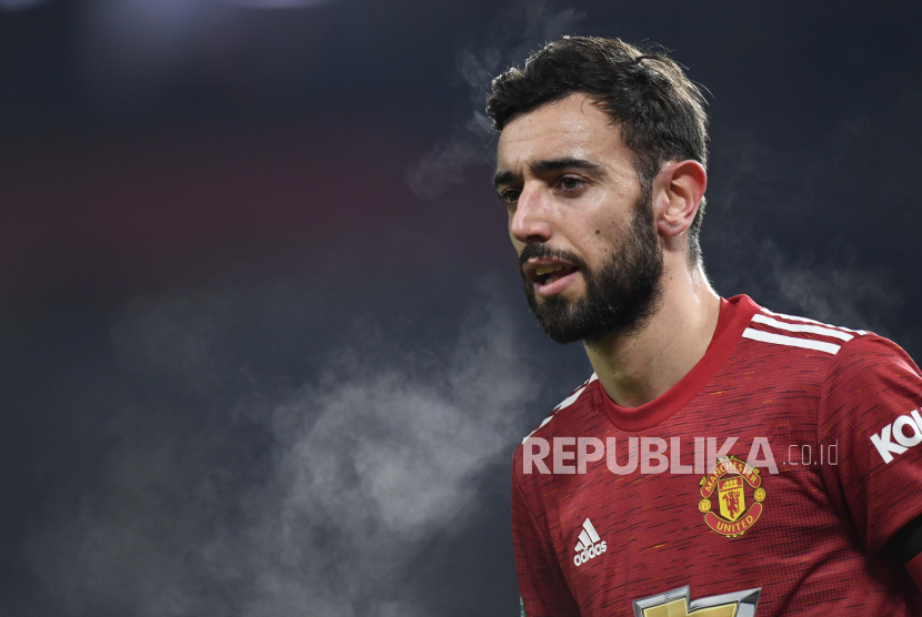 Gelandang Manchester United (MU) Bruno Fernandes 