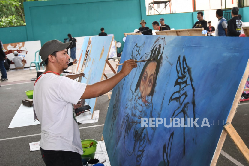 Jurnalis Lintas Selatan (JLS) mengadakan Lomba Mural Aspirasiku di Mapolres Malang, Selasa (7/2/2023).