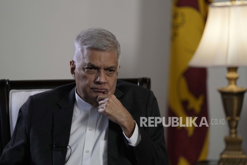 Perdana Menteri Sri Lanka Ranil Wickremesinghe. Wickremesinghe dilantik sebagai presiden sementara Sri Lanka pada Jumat (15/7/2022), hingga parlemen memilih presiden baru. 