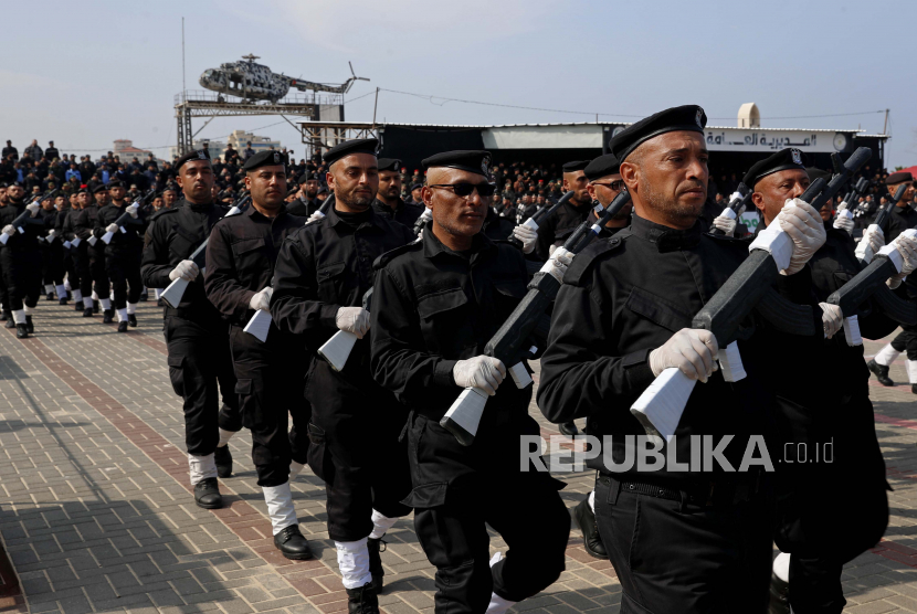 Anggota pasukan keamanan Hamas Palestina.