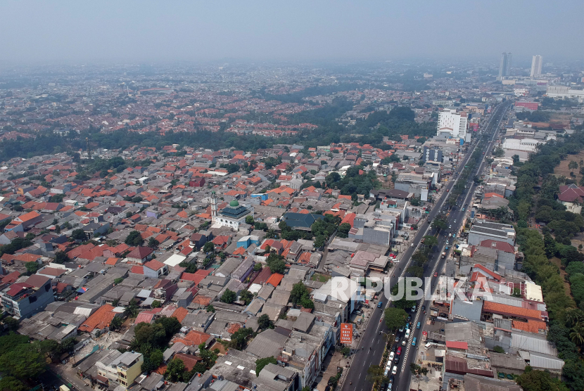 Foto udara kawasan Margonda Depok, Jawa Barat.