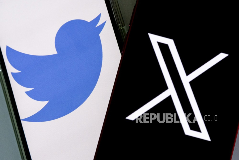 Logo Twitter (kiri) dan logo X (kanan). Aplikasi Twitter kini sudah tidak tersedia lagi di Google Play Store maupun App Store.
