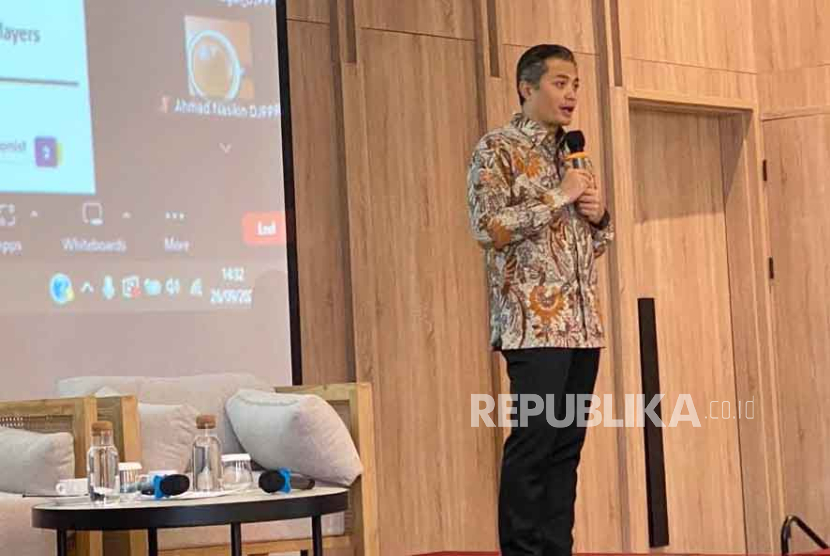 Kepala Ekonom Bank Mandiri Andry Asmoro dalam sebuah diskusi di Hotel Grand Aston Puncak Bogor, Selasa (26/9/2023). 