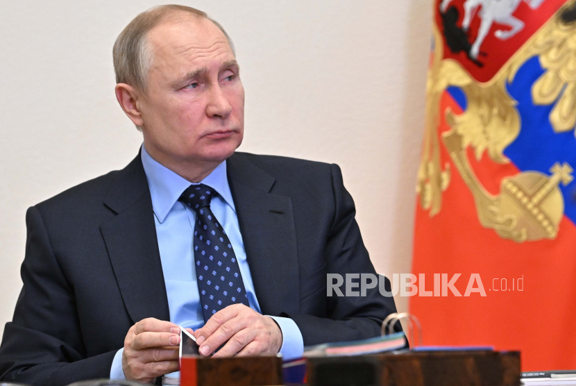 Presiden Rusia Vladimir Putin.Putin menuding Presiden AS Joe Biden telah memberikan informasi palsu tentang invasi ke Ukraina.