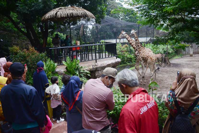 Aktivitas pengunjung di Kebun Binatang Bandung atau Bandung Zoological Garden, Jalan Tamansari, Kota Bandung. Selama Ramadhan ini, KBB memberikan diskon promo bagi para pengunjungnya.