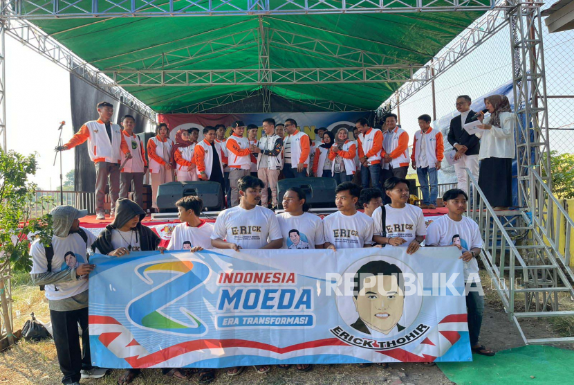 Relawan Indonesia Moeda Indramayu resmi mendeklarasikan dukungan terhadap Erick Thohir untuk menjadi pemimpin Indonesia ke depan, Ahad (11/6/2023).
