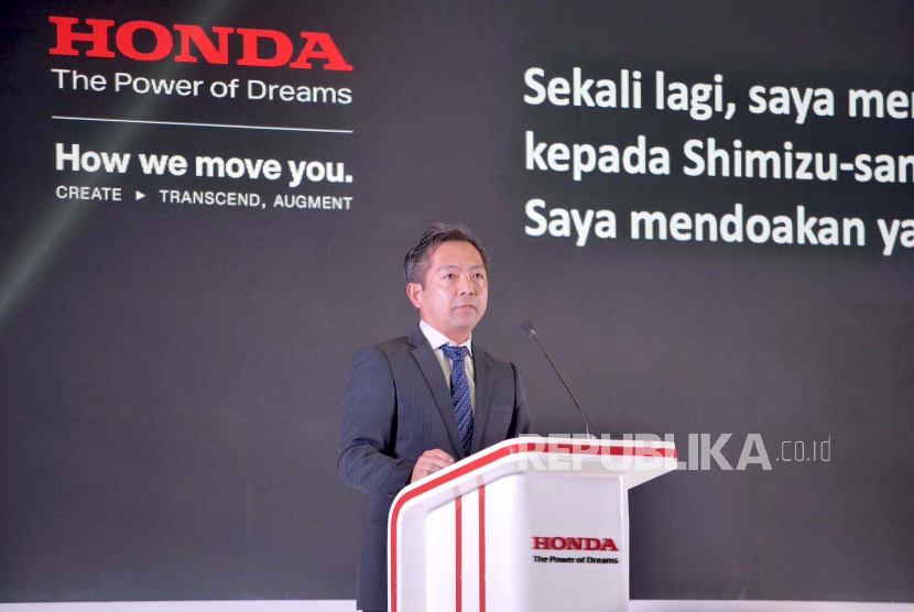 President Director of PT Honda Prospect Motor (HPM), Shugo Watanabe dalam acara media gathering di kantor HPM, Jakarta Utara, Rabu (27/3/2024). 