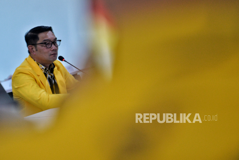 Gubernur Jawa Barat Ridwan Kamil ditunjuk menjadi Waketum Bappilu Partai Golkar di kantor DPP Partai Golkar, Jakarta Barat, Rabu (18/1/2023). 