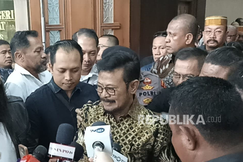 Eks Mentan Syahrul Yasin Limpo seusai menjalani sidang pembacaan dakwaan di PN Jakpus pada Rabu (28/2/2024). 