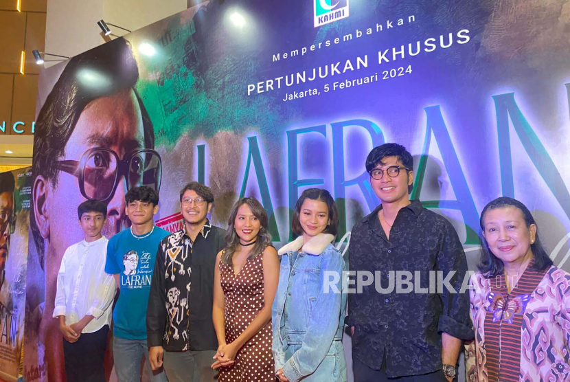 Konferensi pers film Lafran di Jakarta. Film yang dibintangi Dimas Anggara dan Lala Karmela ini direncanakan tayang Mei 2024. 