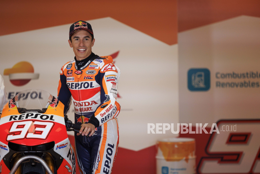 Pembalap MotoGP asal Spanyol, Marc Marquez, dari tim Repsol Honda.
