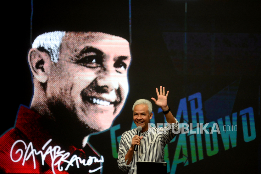 Bakal calon presiden Ganjar Pranowo. Elektabilitas Ganjar mengalami penurunan berdasarkan survei LSI Denny JA.