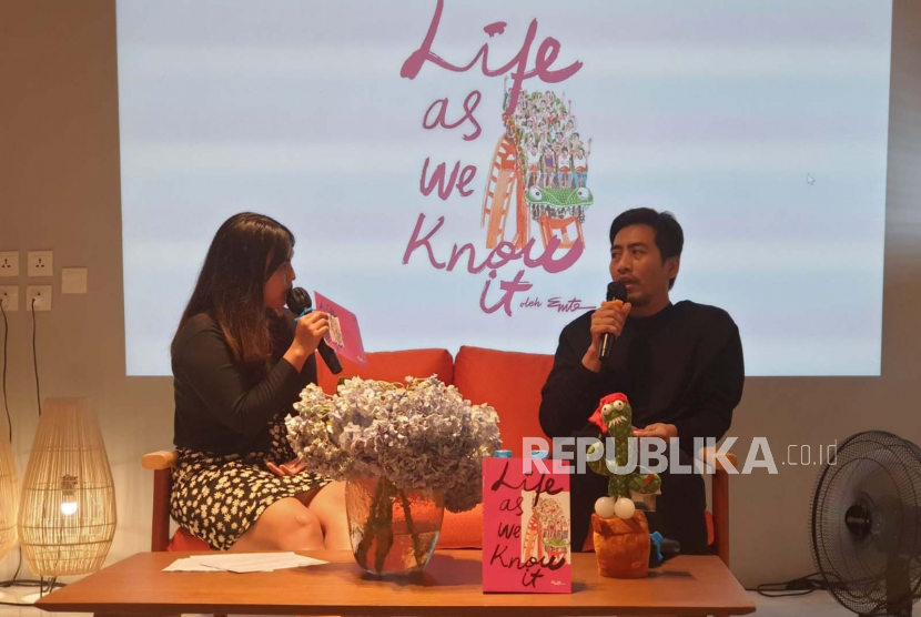 Peluncuran buku dan pembukaan pameran Life as We Know It oleh Muhammad Taufiq (Emte) di Ganara Art Space, Plaza Indonesia,Jakarta Pusat, Rabu (15/3/2023).
