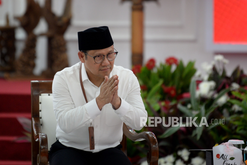 Bakal calon Wakil Presiden Muhaimin Iskandar. Cak Imin mengaku tak khawatir suara NU Jatim pecah meski Ganjar gandeng Mahfud MD.