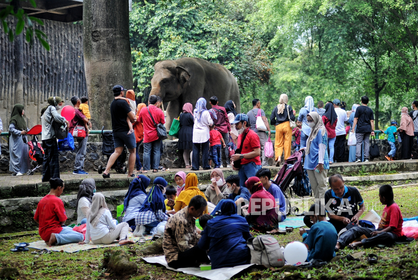 Pengunjung memadati area Taman Margasatwa Ragunan (TMR), Jakarta Selatan (ilustrasi)