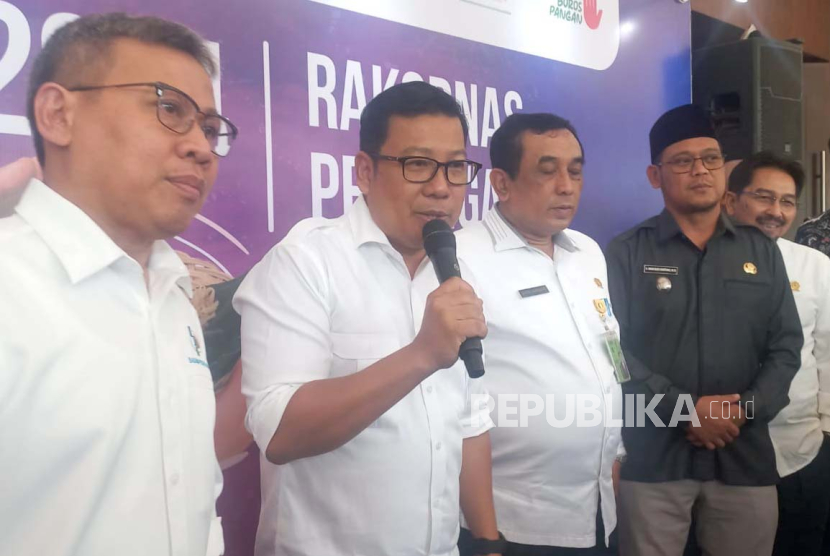 Kepala Badan Pangan Nasional Arief Prasetyo Adi saat hadir di Rakornas Penanganan Kerawanan Pangan dan Gizi di The Margo Hotel, Depok, Jawa Barat. 