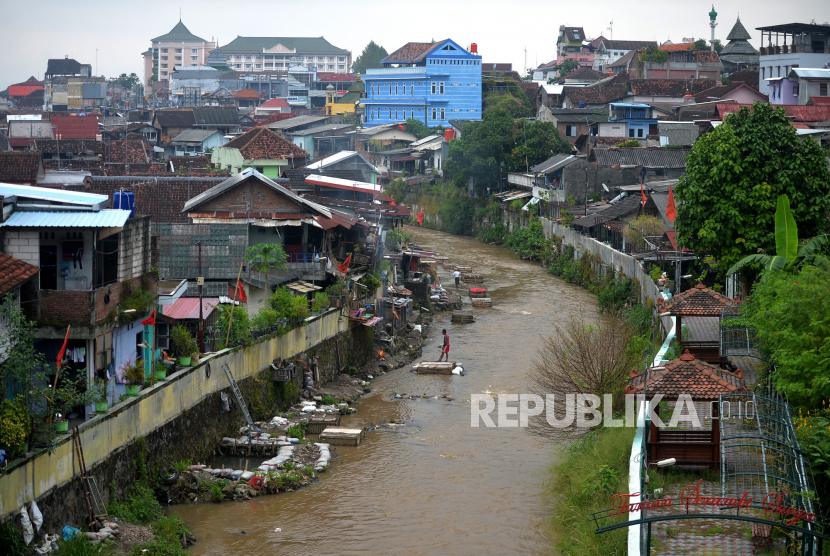 (ILUSTRASI) Aliran Sungai Code di kawasan Danurejan, Kota Yogyakarta. 