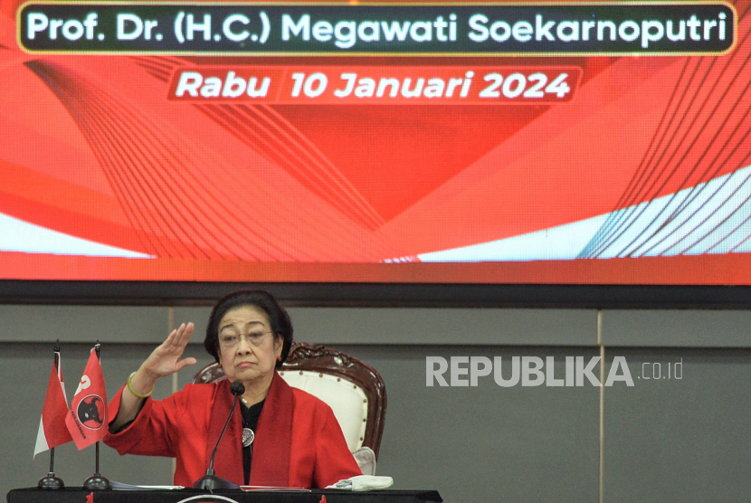 Ketua Umum PDI Perjuangan Megawati Soekarnoputri. Kabar Presiden ingin temui Ketum PDIP, Hasto sebut rumah Megawati selalu terbuka.