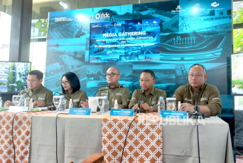 Jajaran direksi ITDC saat media gathering di Jakarta, Selasa (8/8/2023).