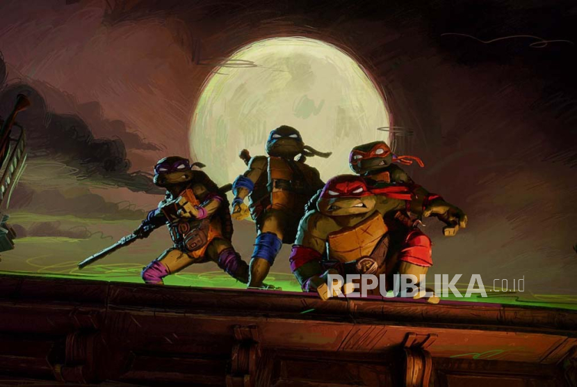 Potongan gambar film Teenage Mutant Ninja Turtles Mutant Mayhem yang tayang pada 9 Agustus 2023.