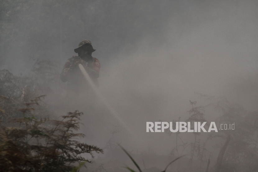 Upaya pemadaman kebakaran hutan dan lahan (karhutla) yang terjadi di Kelurahan Guntung Manggis, Kecamatan Landasan Ulin, Kota Banjarbaru, Kalimantan Selatan (Kalsel) terus dilakukan hingga Sabtu (31/7). (ilustrasi)