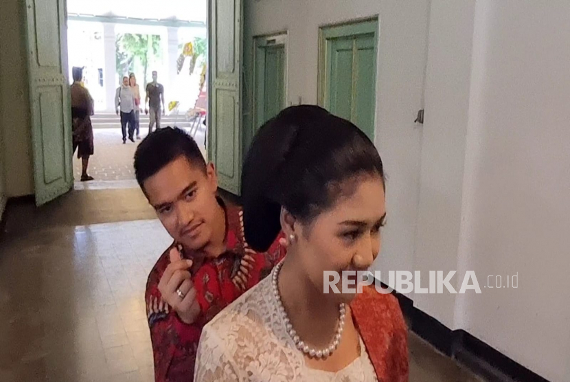 Kaesang Pangarep dan Erina Gudono di Puro Mangkunegaran, Sabtu (21/1/2023).