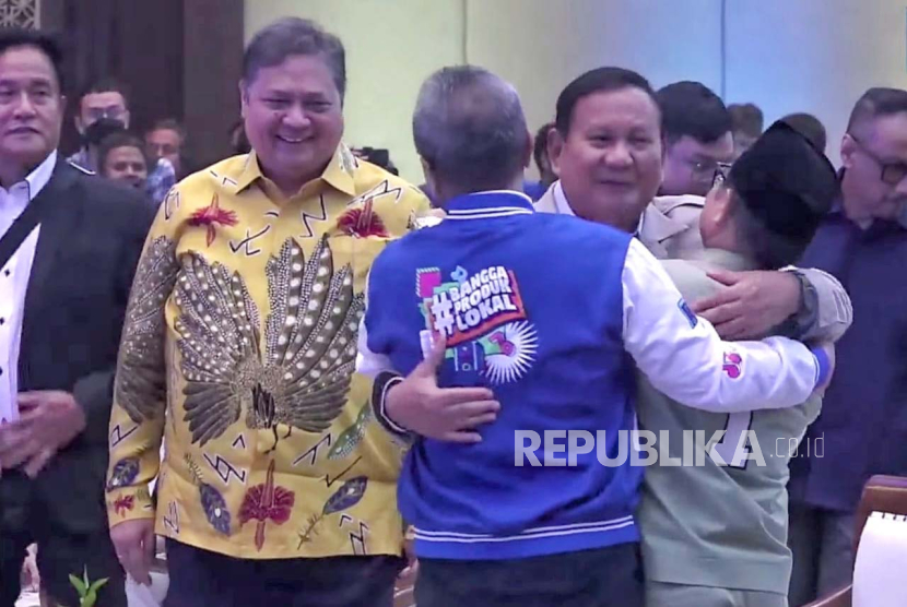 Ketua Umum Partai Gerindra, Prabowo Subianto menghadiri Bimbingan Teknis (Bimtek) dalam rangkaian HUT ke-25 Partai Amanat Nasional (PAN), di Hotel Sultan, Jakarta, Senin (28/8/2023) malam.