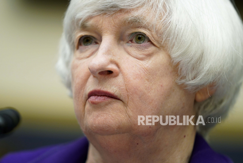 Menteri Keuangan AS Janet Yellen. Yellen mengatakan, AS tidak memiliki wewenang hukum untuk menyita aset bank sentral Rusia yang dibekukan karena invasinya ke Ukraina.