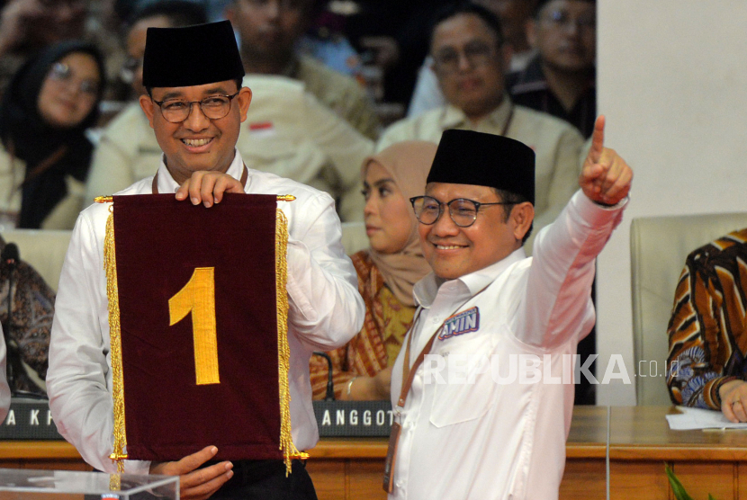 Pasangan Calon Presiden dan Wakil Presiden Anies Baswedan dan Muhaimin Iskandar. PKS sebut elektabilitas makin terdongkrak karena Anies-Muhaimin makin dipercaya.