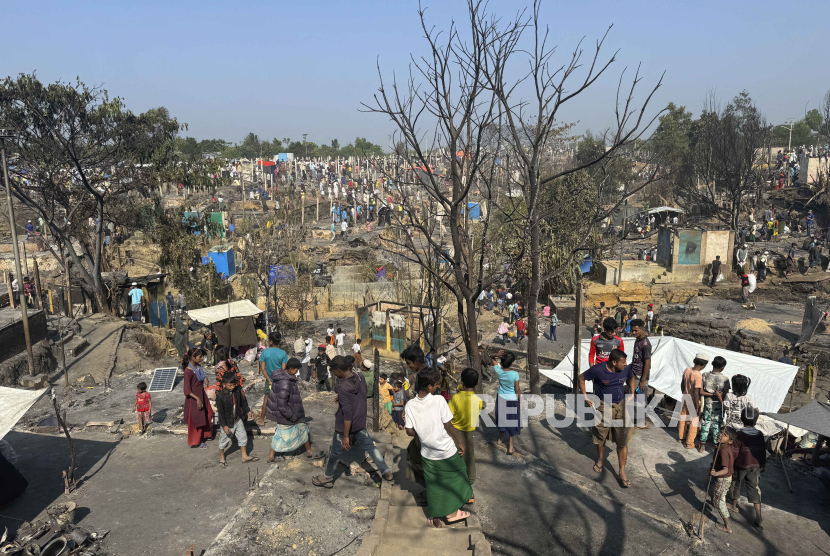 Pengungsi Rohingya di Cox's Bazar, Bangladesh (ilustrasi). Pertempuran terjadi antara militer Myanmar dan Tentara Arakan 