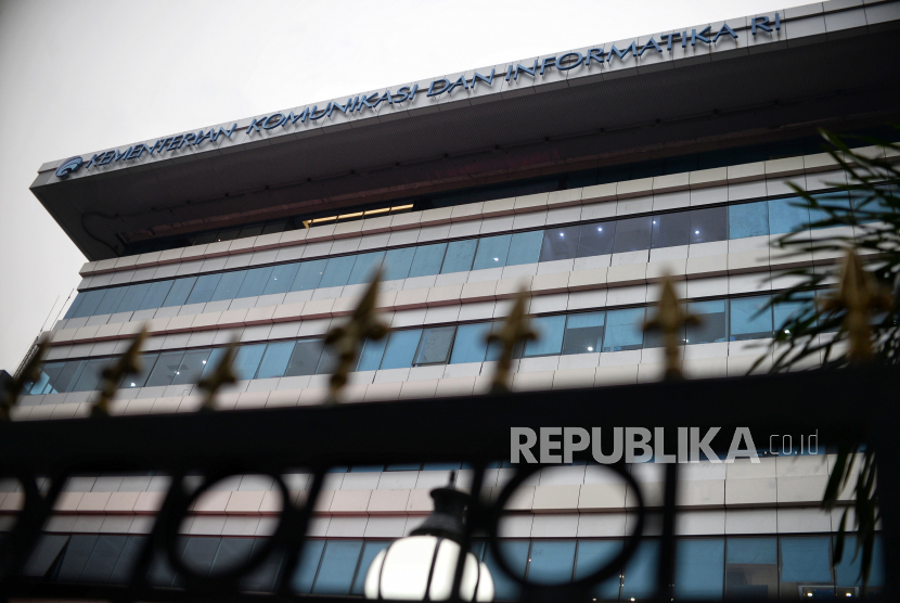 Ilustrasi gedung Kementerian Komunikasi dan Informatika (Kominfo) di Jakarta, Selasa (1/11/2022). Pada Selasa (31/1/2023) tim penyidikan pada Jaksa Agung Muda Tindak Pidana Khusus di Kejaksaan Agung (Jampidsus-Kejagung) memeriksa sembilan orang saksi.