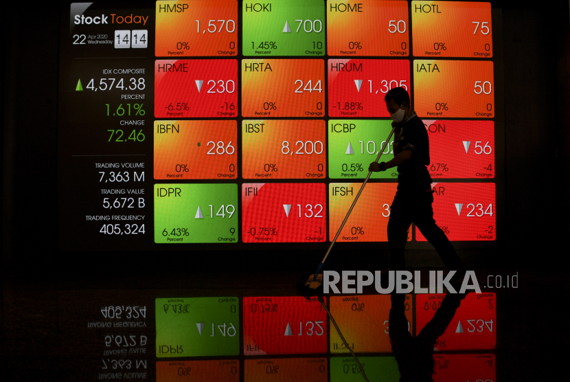 Layar menampilkan pergerakan saham di Bursa Efek Indonesia, Jakarta,ilustrasi