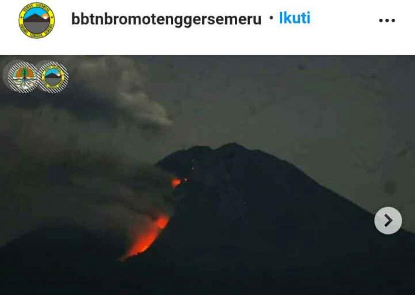 Aktivitas Gunung Semeru di Lumajang, Jawa Timur mengalami peningkatan