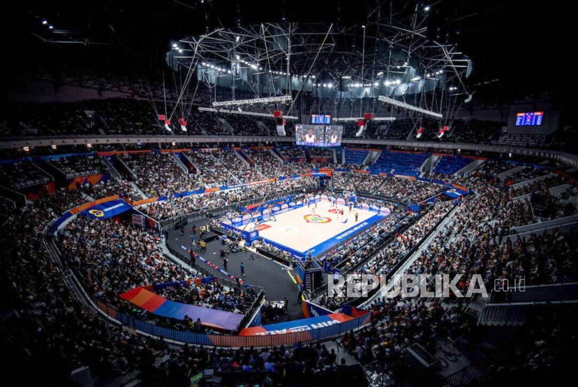 Laga FIBA World Cup 2023 antara timnas bola basket Spanyol vs Pantai Gading.