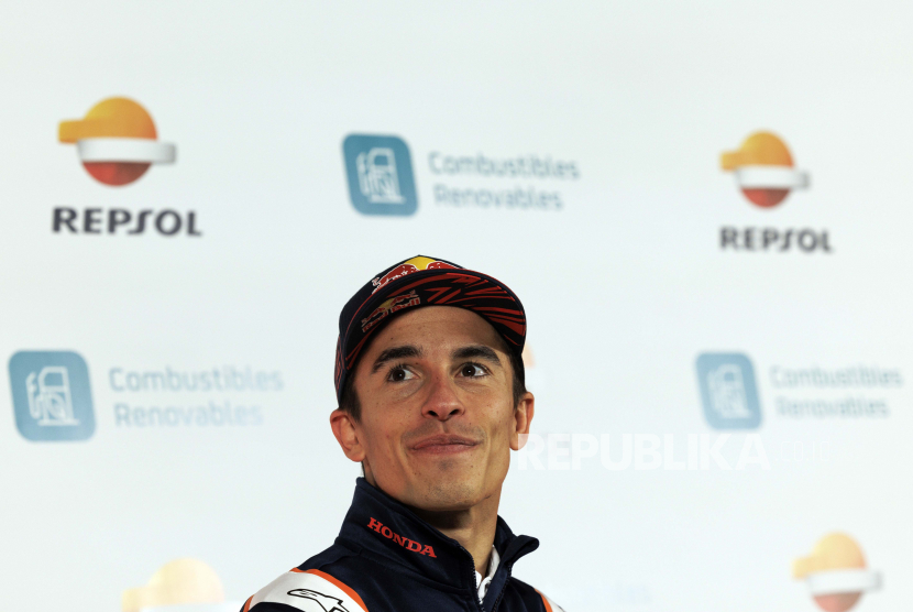 Pembalap MotoGP asal Spanyol Marc Marquez dari tim Repsol Honda.
