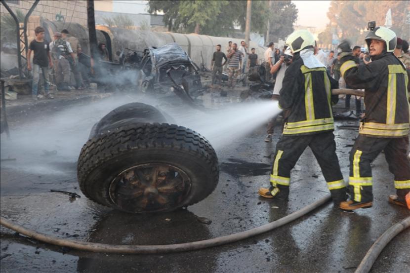 Sebuah kendaraan bermuatan bom meledak di depan sebuah toko roti di distrik Afrin - Anadolu Agency