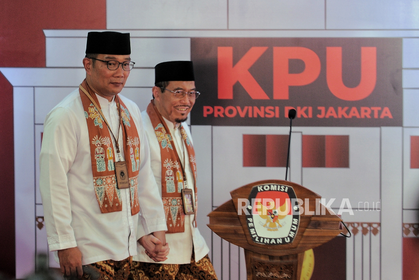 Pasangan calon gubernur dan wakil gubernur DKI Jakarta Ridwan Kamil dan Suswono.