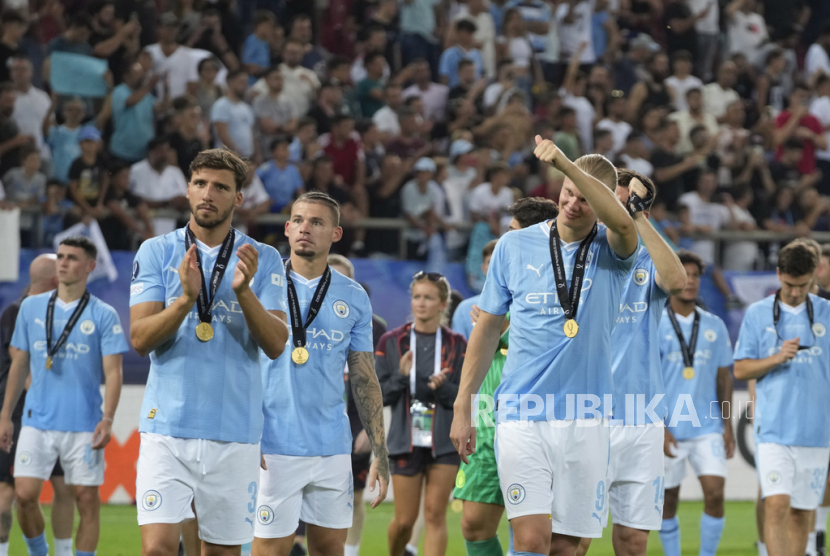 Para pemain Manchester City saat merayakan kemenangan/ilustrasi.