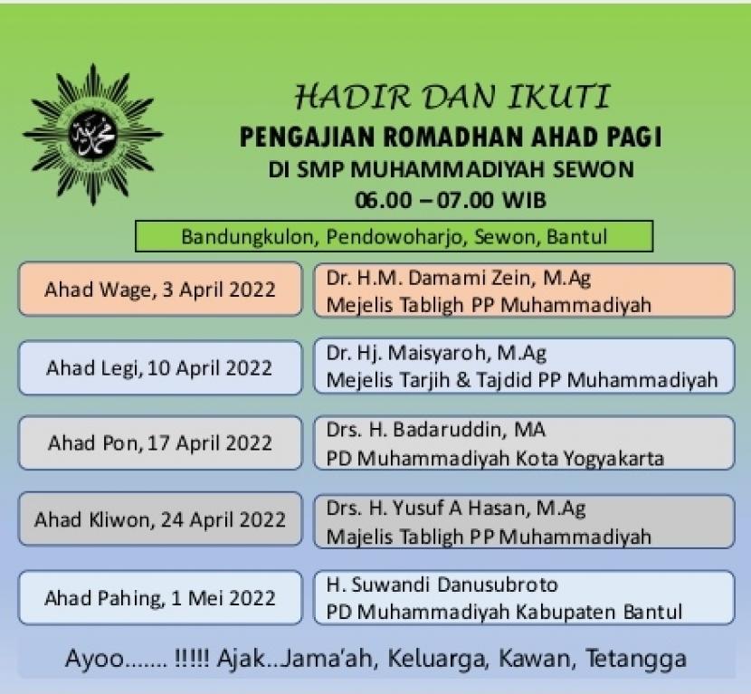 Pengajian dan Tadarus Ramadhan 1443 H Muhammadiyah Sewon Selatan - Suara Muhammadiyah