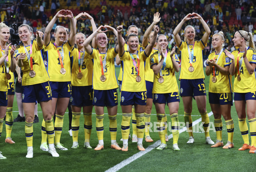 Timnas putri Swedia mengamankan posisi ketiga pada Piala Dunia Wanita 2023, Sabtu (19/8/2023).