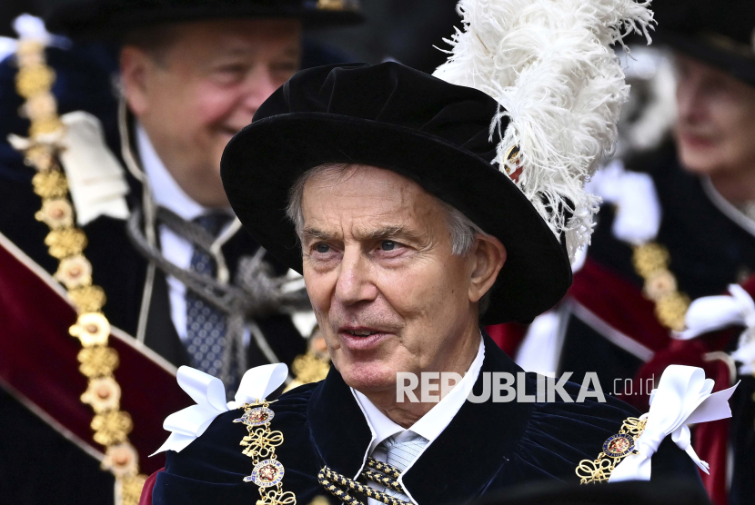 Mantan Perdana Menteri Inggris Tony Blair di Kastil Windsor, di Windsor, Inggris, pada 2022. Ia salah satu yang memicu kondisi Gaza yang terkepung.