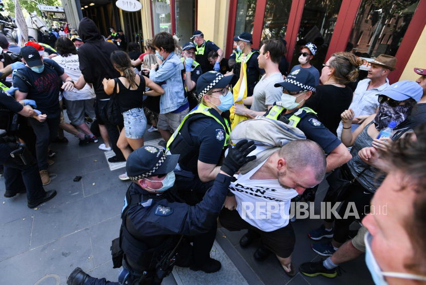  Polisi Australia mengalami bentrokan dengan pengunjuk rasa anti-lockdown di berbagai wilayah di Australia (Foto: ilustrasi)