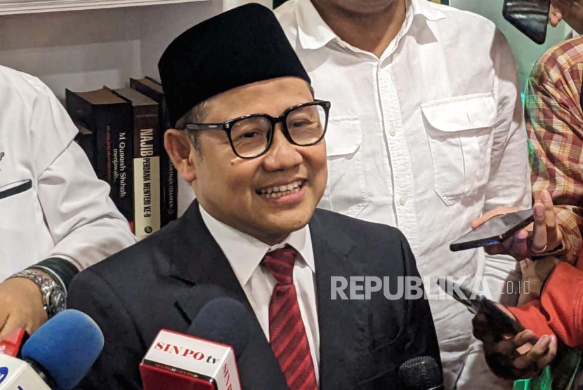 Ketua Umum Partai Kebangkitan Bangsa (PKB), Abdul Muhaimin Iskandar dalam acara Haul ke-14 Abdurrahman Wahid atau Gus Dur, di Kantor DPP PKB, Jakarta, Jumat (4/8/2023).