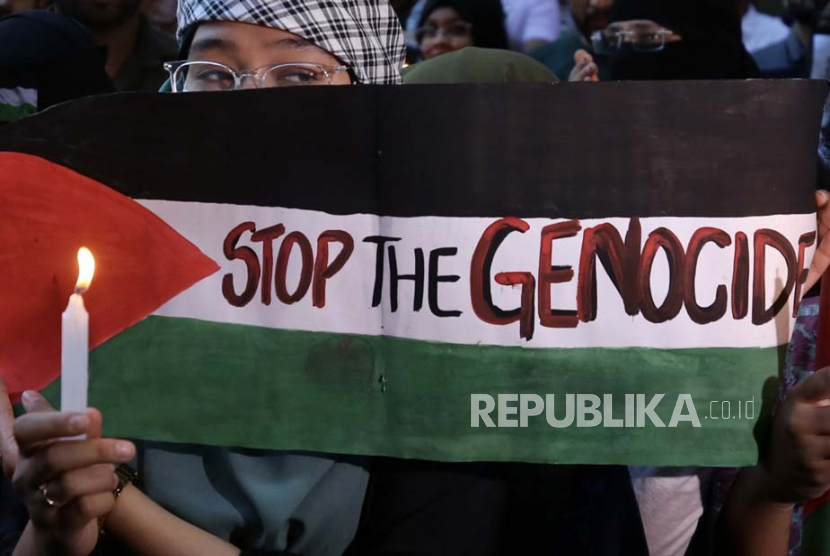 Aksi unjuk rasa menyuarakan protes atas aksi genosida di Gaza (ilustrasi).