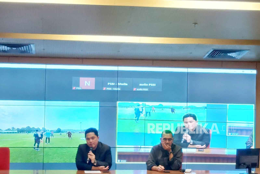 Ketua Umum PSSI Erick Thohir di Stadion Utama Gelora Bung Karno, Jakarta, Selasa (10/10/2023). 
