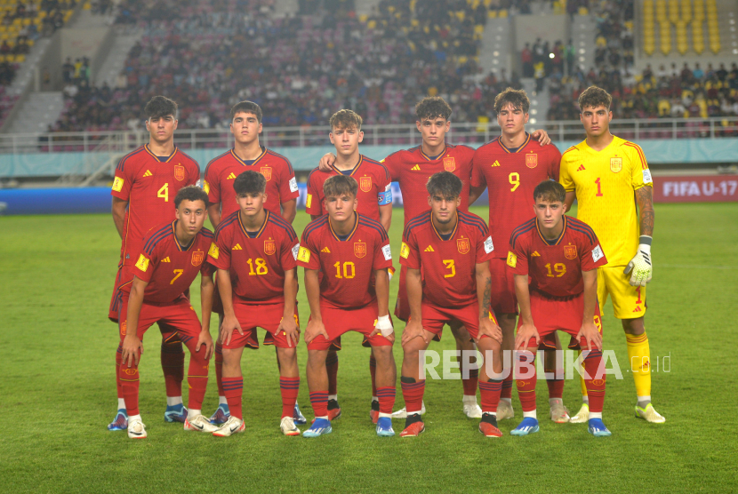 Para pemain timnas Spanyol U-17 di Piala Dunia U-17 2023 Indonesia.
