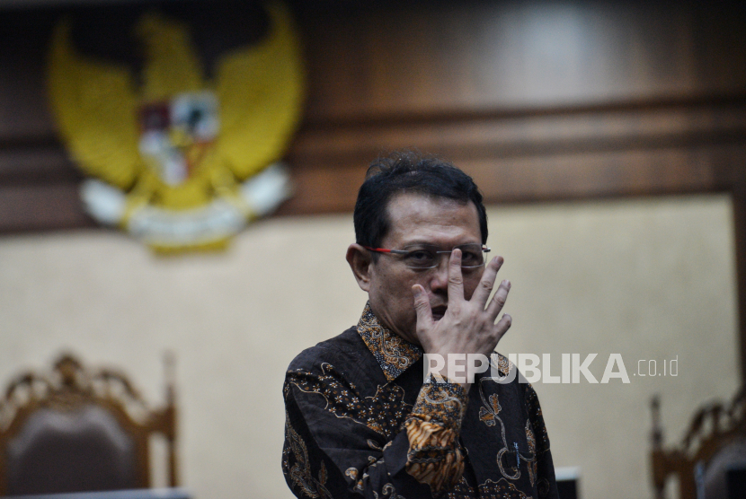 Terdakwa Sekretaris nonaktif Mahkamah Agung (MA) Hasbi Hasan menjalani sidang pembacaan tuntutan di Pengadilan Negeri Tipikor, Jakarta Pusat, Kamis (14/3/2024). 