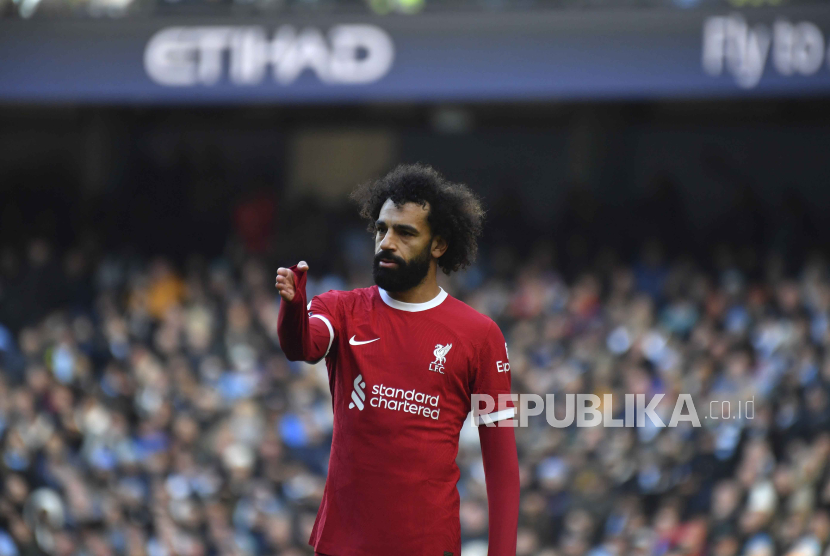 Striker Liverpool, Mohamed Salah, yang sudah mencetak 200 gol untuk klubnya.
